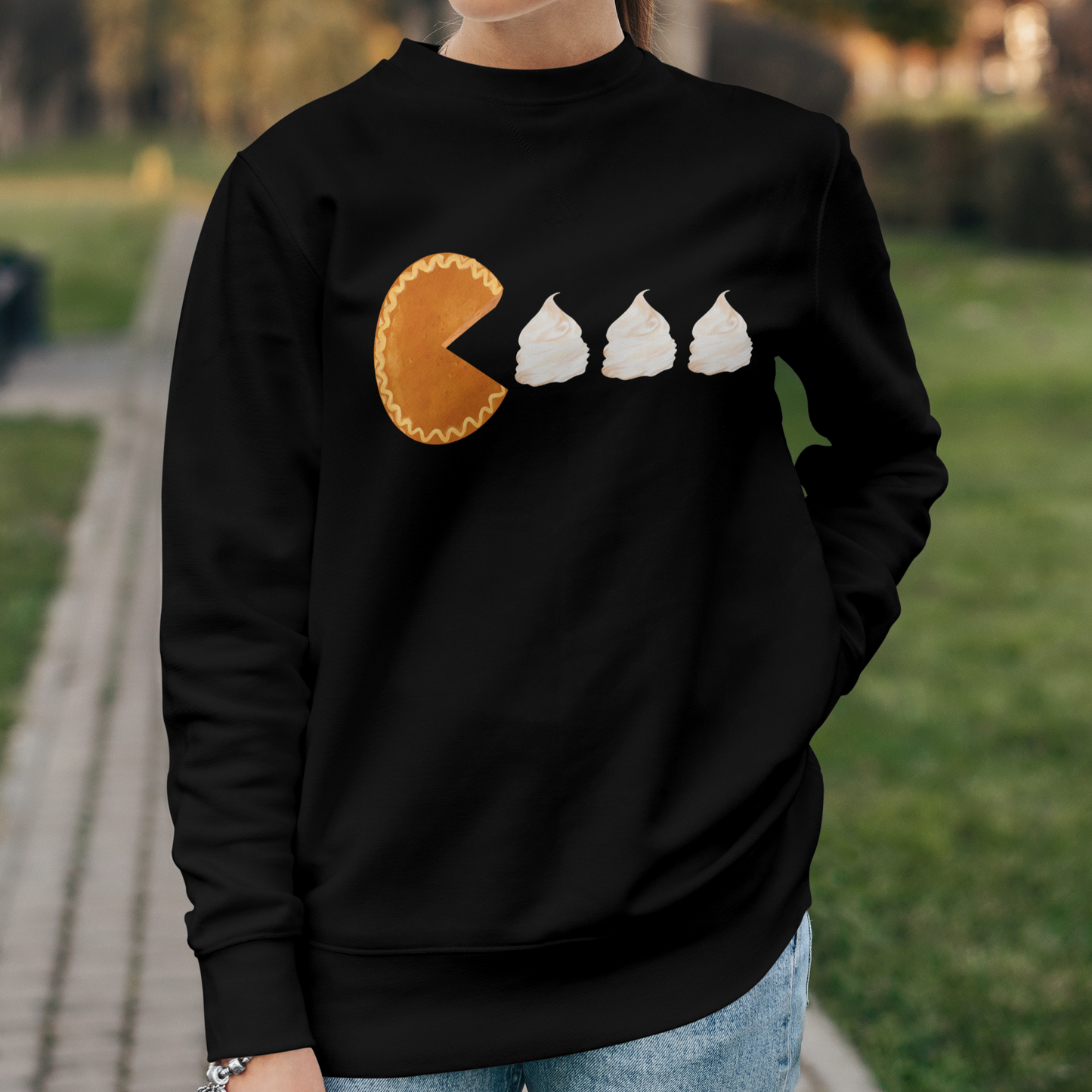 Pumpkin Pac Man Crewneck Pullover Sweatshirt