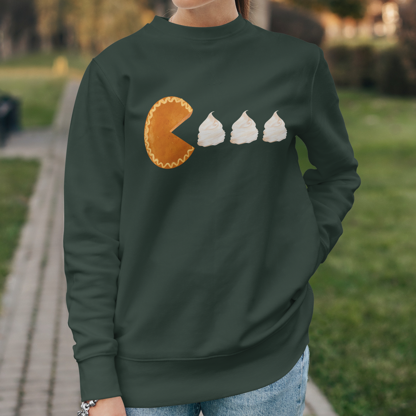 Pumpkin Pac Man Crewneck Pullover Sweatshirt