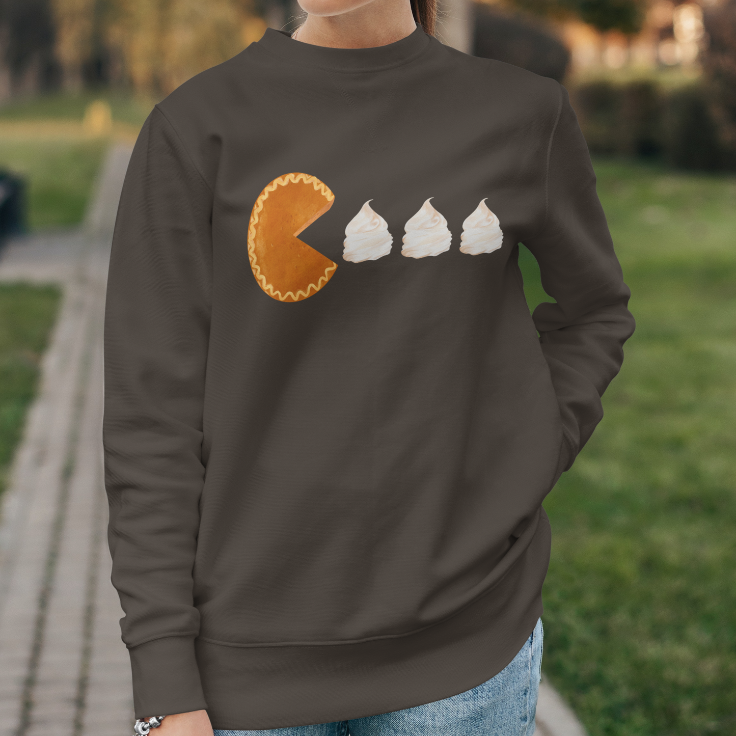 Pumpkin Pac Man Crewneck Pullover Sweatshirt