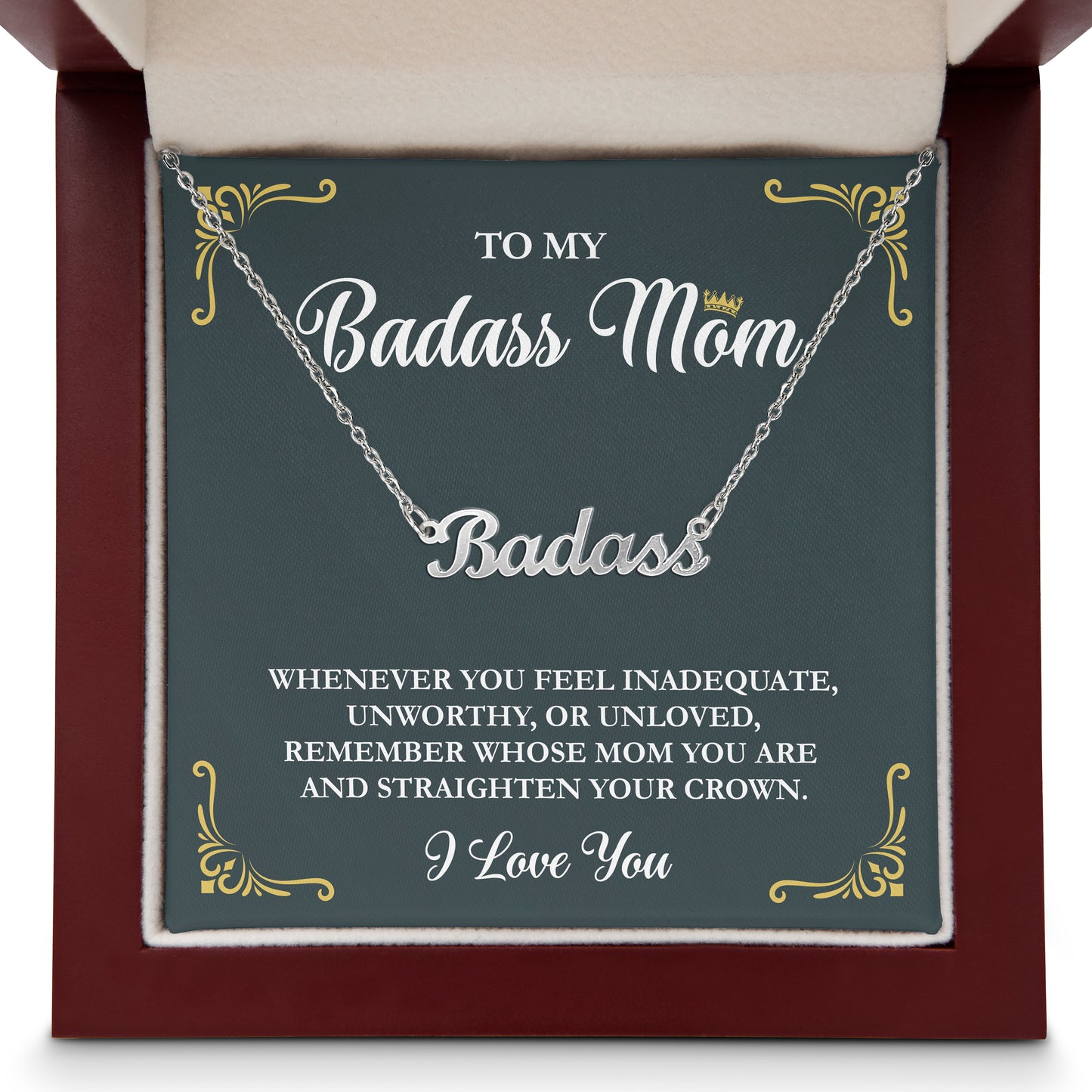 BADASS MOM | DAINTY NAME NECKLACE | CHRISTMAS GIFT