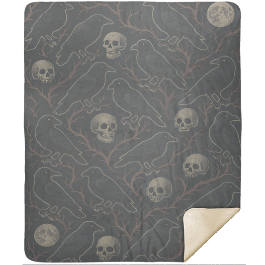 Ravens Eerie Glow Halloween Sherpa Blanket