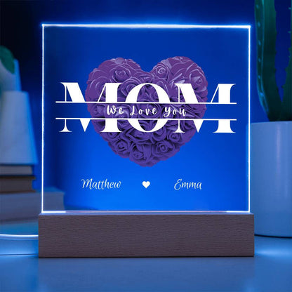 LAST MINUTE DEAL ... Personalized Mom Monogram Heart Roses | Acrylic Plaque | Mother's Day Gift