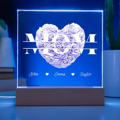 LAST MINUTE DEAL ... Personalized Mom Monogram Heart Roses | Acrylic Plaque | Mother's Day Gift