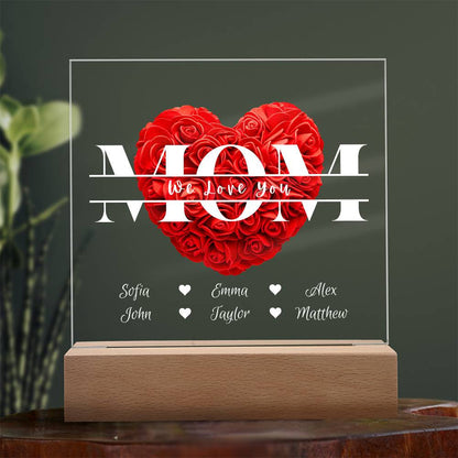 LAST MINUTE DEAL ... Personalized Mom Monogram Heart Roses | Acrylic Plaque | Mother's Day Gift