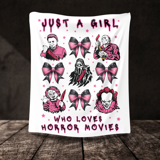 Just A Girl Who Loves Horror Movies Coquette Blanket