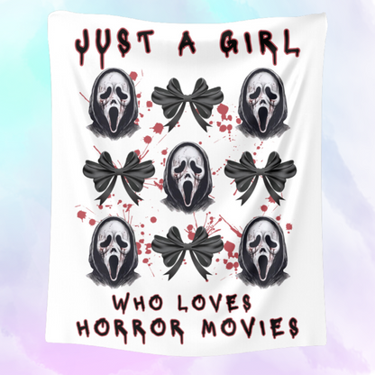 Just A Girl Who Loves Horror Movies Coquette Blanket