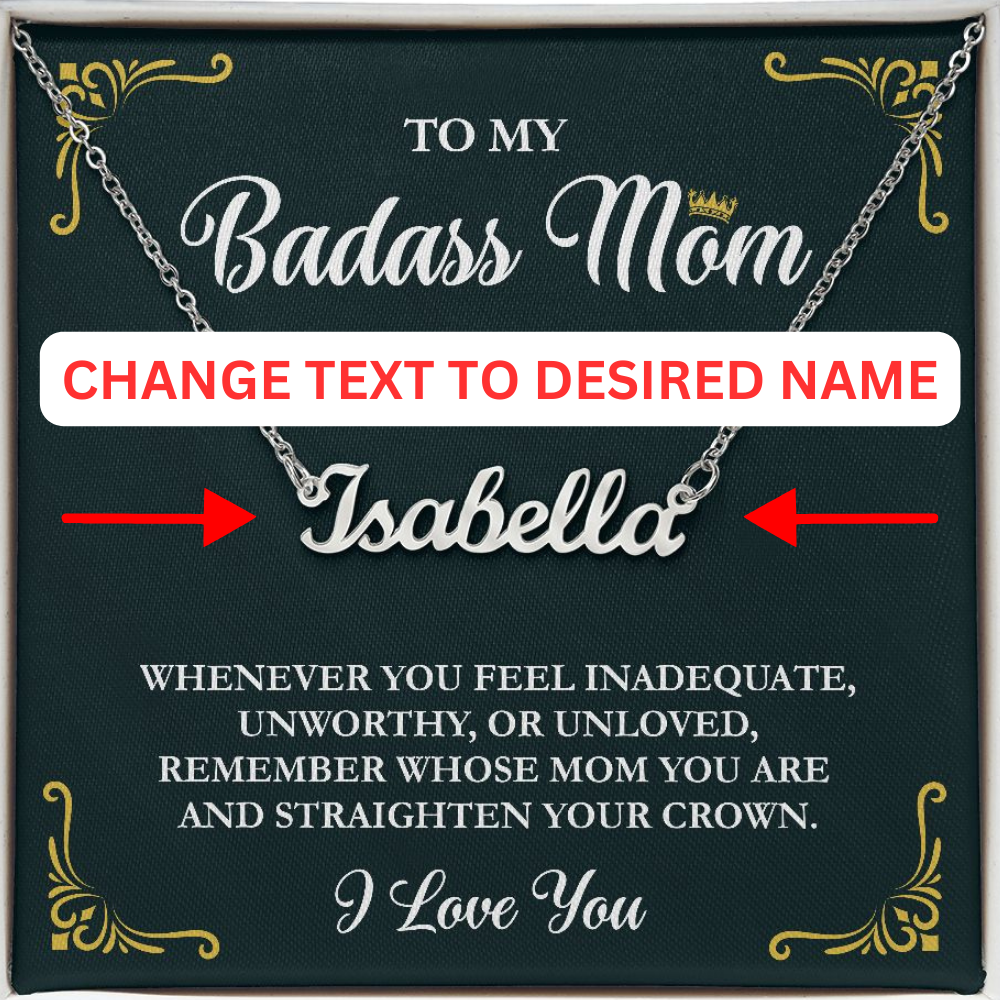 BADASS MOM | DAINTY NAME NECKLACE | CHRISTMAS GIFT