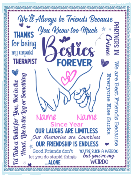 Besties Forever | Personalized | Premium Plush Blanket