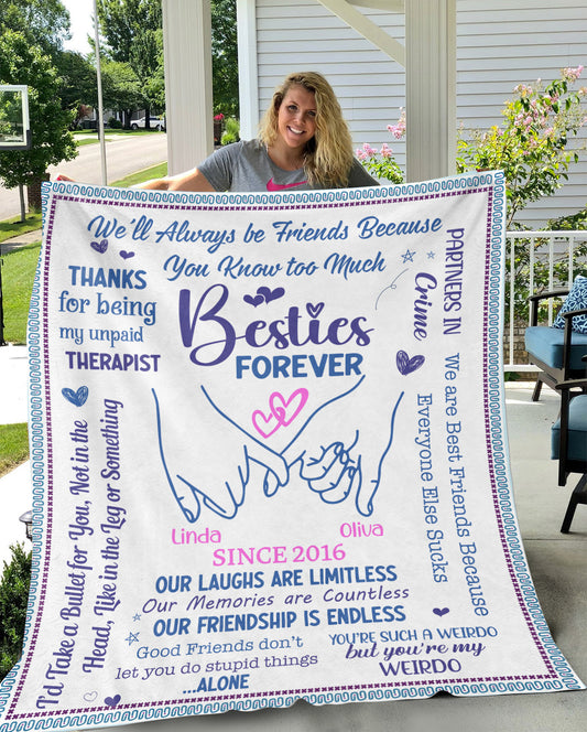 Besties Forever | Personalized | Premium Plush Blanket