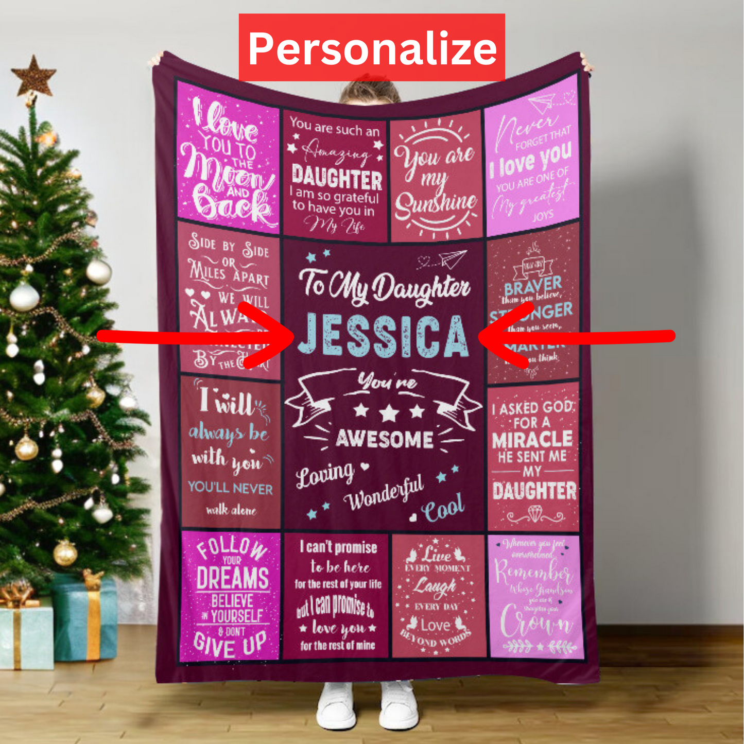 To My Daughter - You're Awesome | Personalized Blanket | Valentine's Day Gift