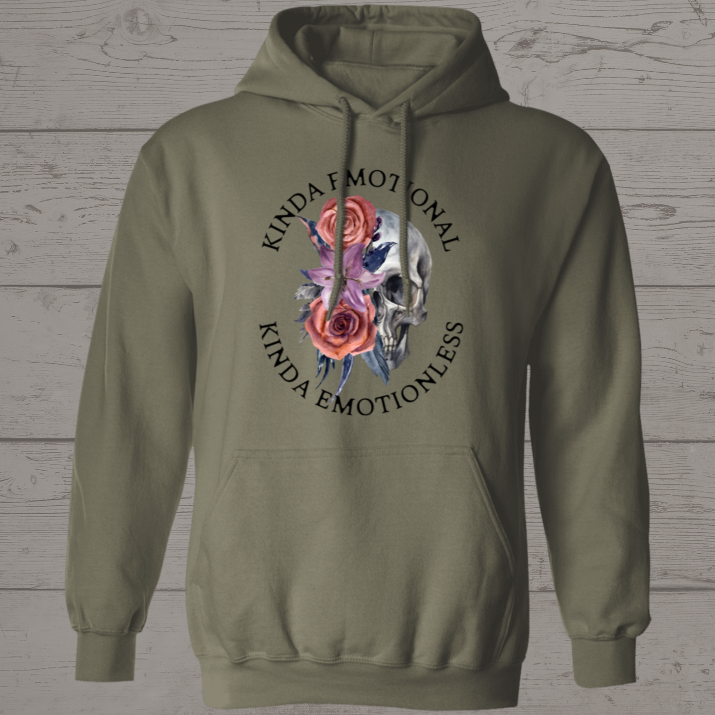 Kinda Emotional | Skull and Roses | Pullover Hoodie