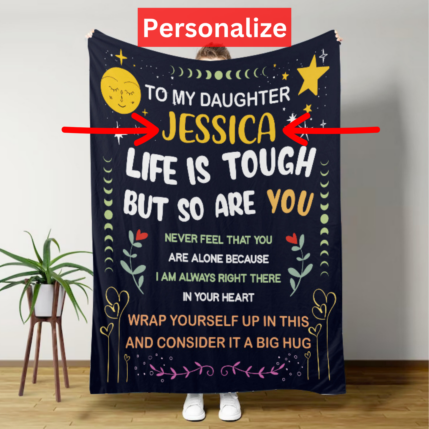 To My Daughter - Life Is Tough But So Are You | Personalized Blanket | Christmas Gift