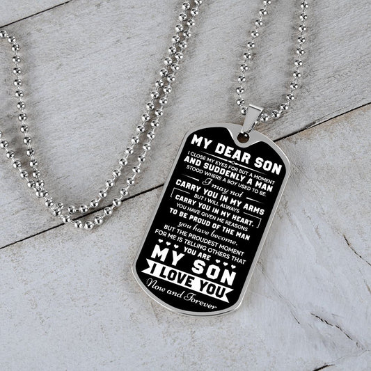 TO MY SON | PROUD OF THE MAN | DOG TAG GIFT