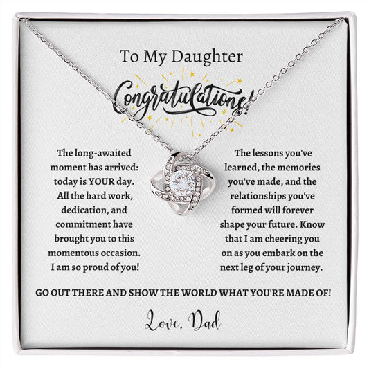 To My Daughter - Love, Dad | Love Knot Necklace | Graduation Gift