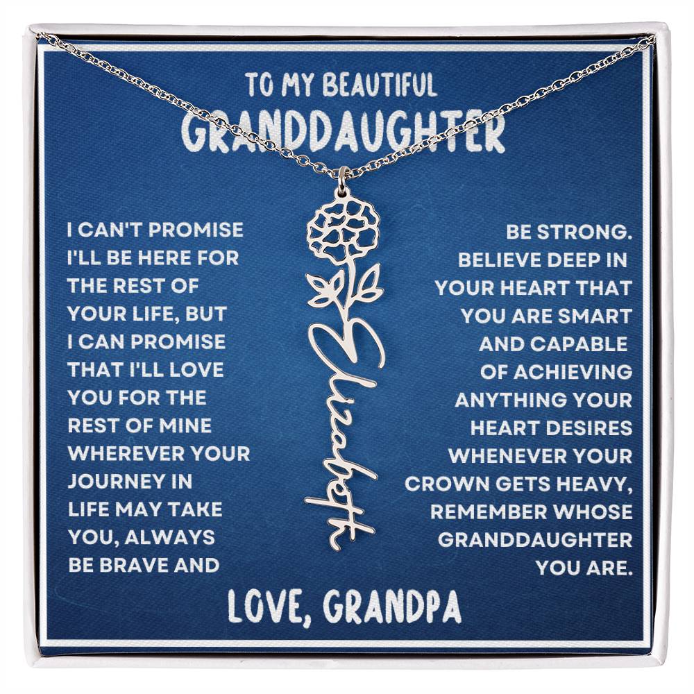 To My Beautiful Granddaughter | Personalized Birth Flower Name Necklace - N