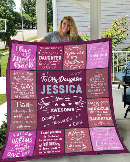 To My Daughter - You're Awesome | Personalized Blanket | Valentine's Day Gift