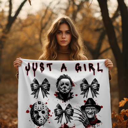 Just A Girl Who Loves Horror Movies Coquette Blanket