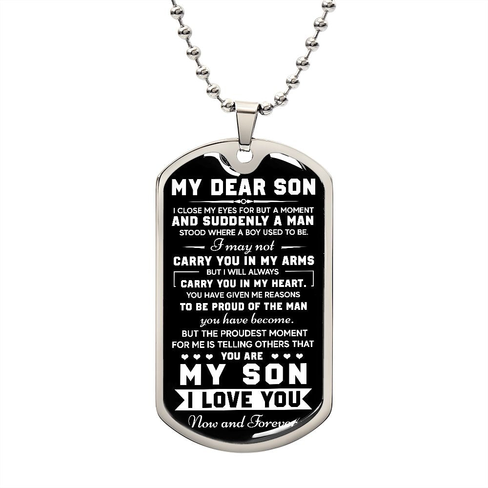 TO MY SON | PROUD OF THE MAN | DOG TAG GIFT