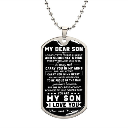 TO MY SON | PROUD OF THE MAN | DOG TAG GIFT