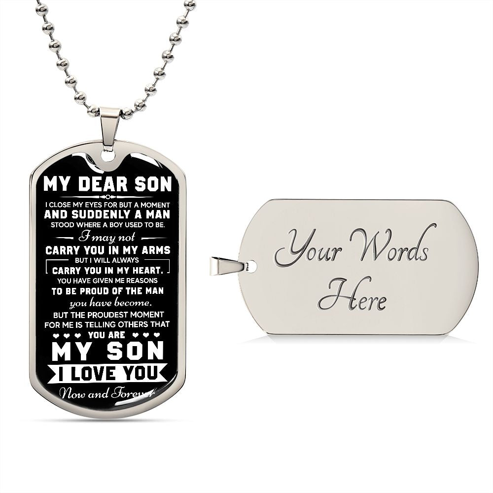 TO MY SON | PROUD OF THE MAN | DOG TAG GIFT