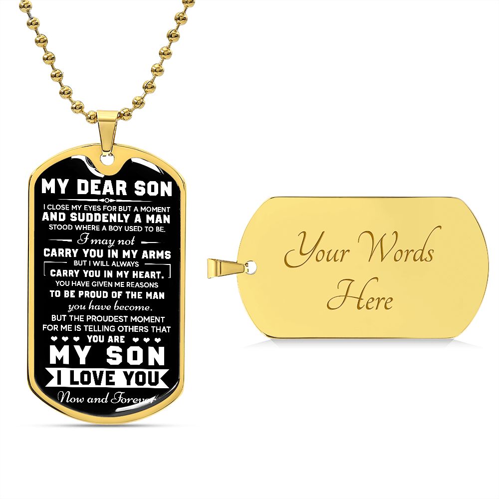 TO MY SON | PROUD OF THE MAN | DOG TAG GIFT